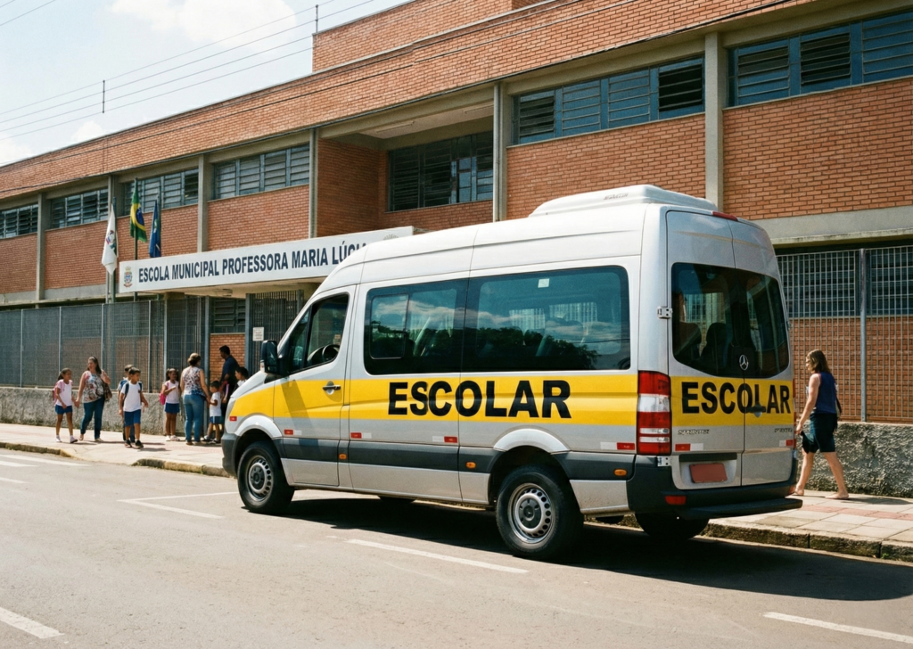 Vistoria do transporte escolar em Várzea Paulista em 2026 com verificação de documentos e segurança dos veículos